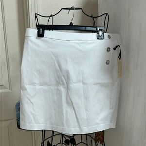 Emaline White Button-Accent Skort